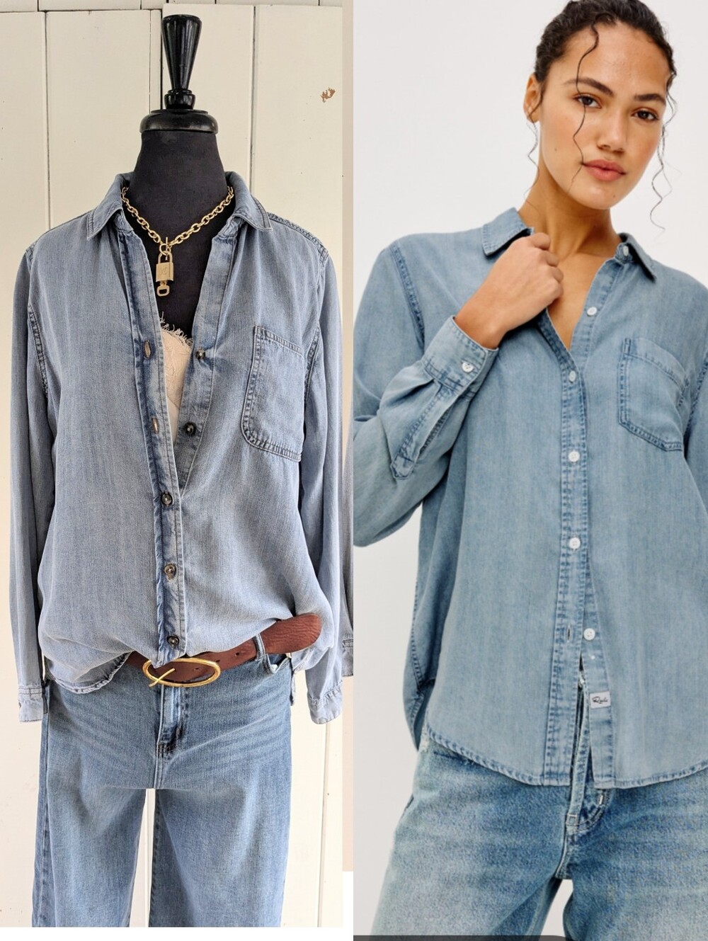 Industry Republic Denim Tencel Button Down sz M